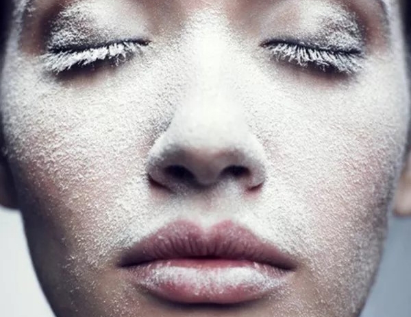 Skin care for stressed skin after outdoor activities in winter.